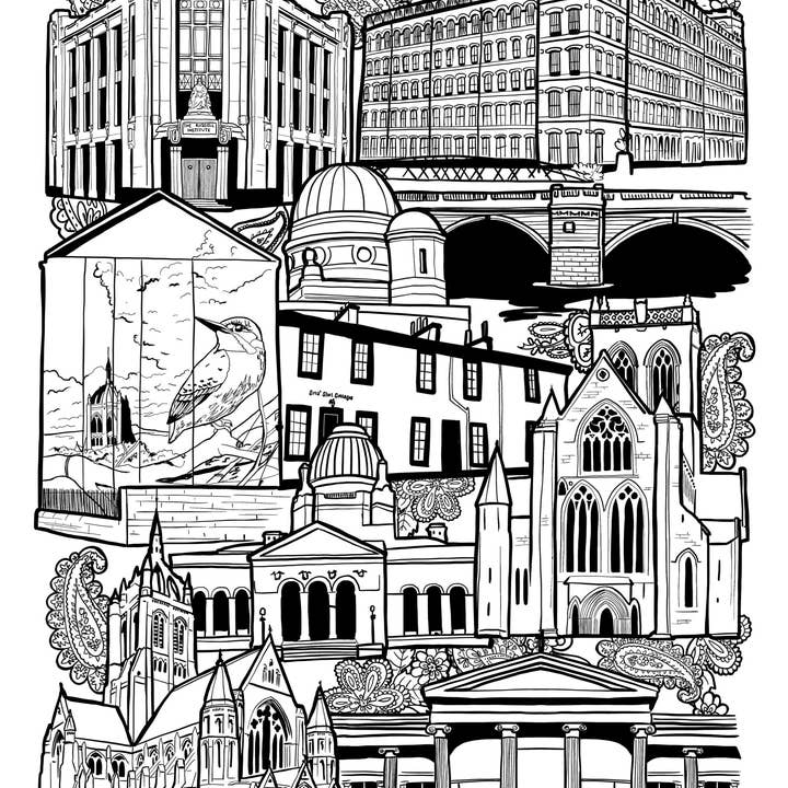 Paisley Landmark Skyline Illustration Print for wholesale by LAW Illustrates