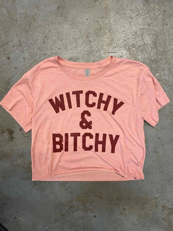 BOBBYK - Vente T-shirt sérigraphié – femme - Haut court Witchy & Bitchy (en liquidation)