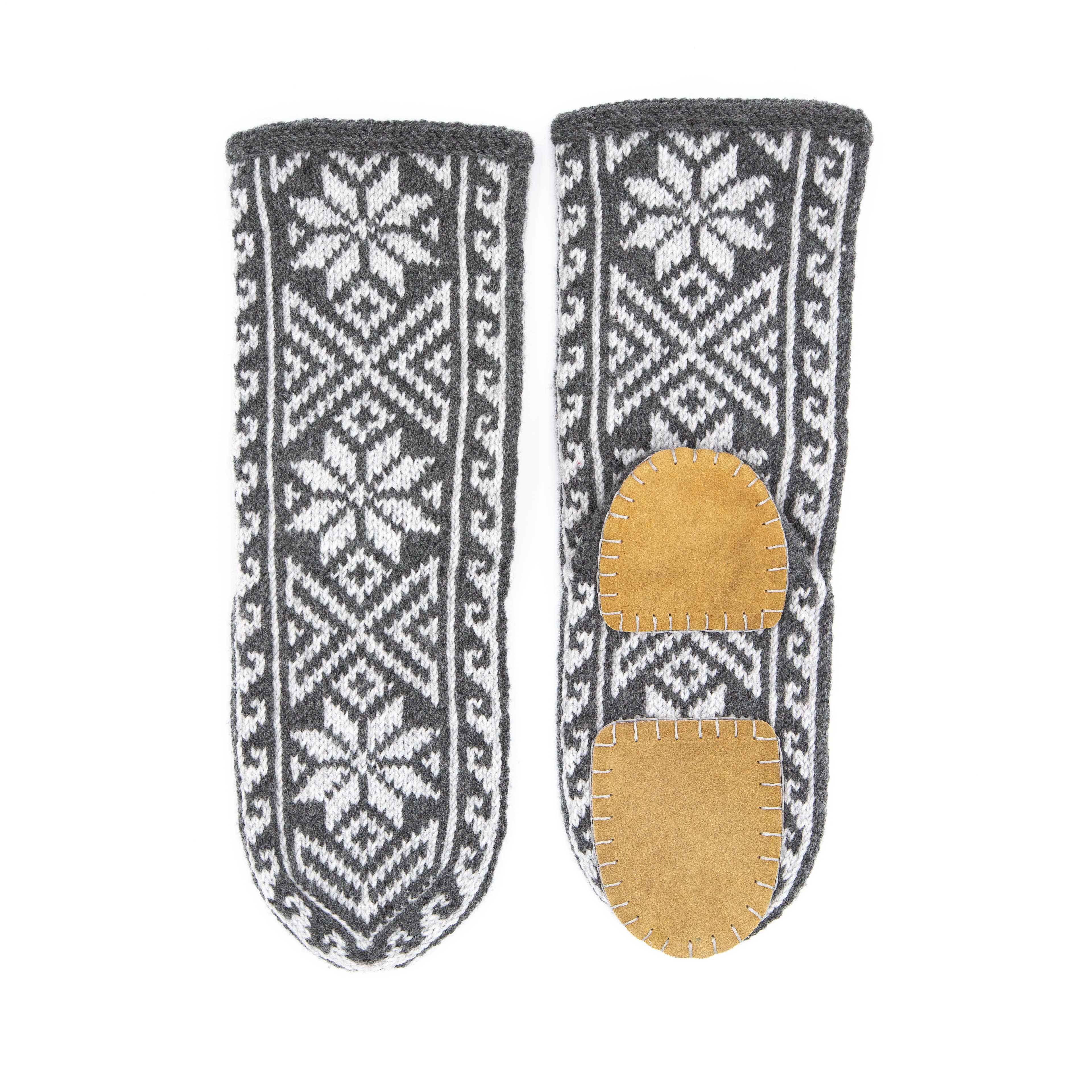 Azerbaijani Socks - Vente Chaussons chaussettes – femme - Chaussettes-chaussons pour femmes adultes : Longues grises (Individuelles)3