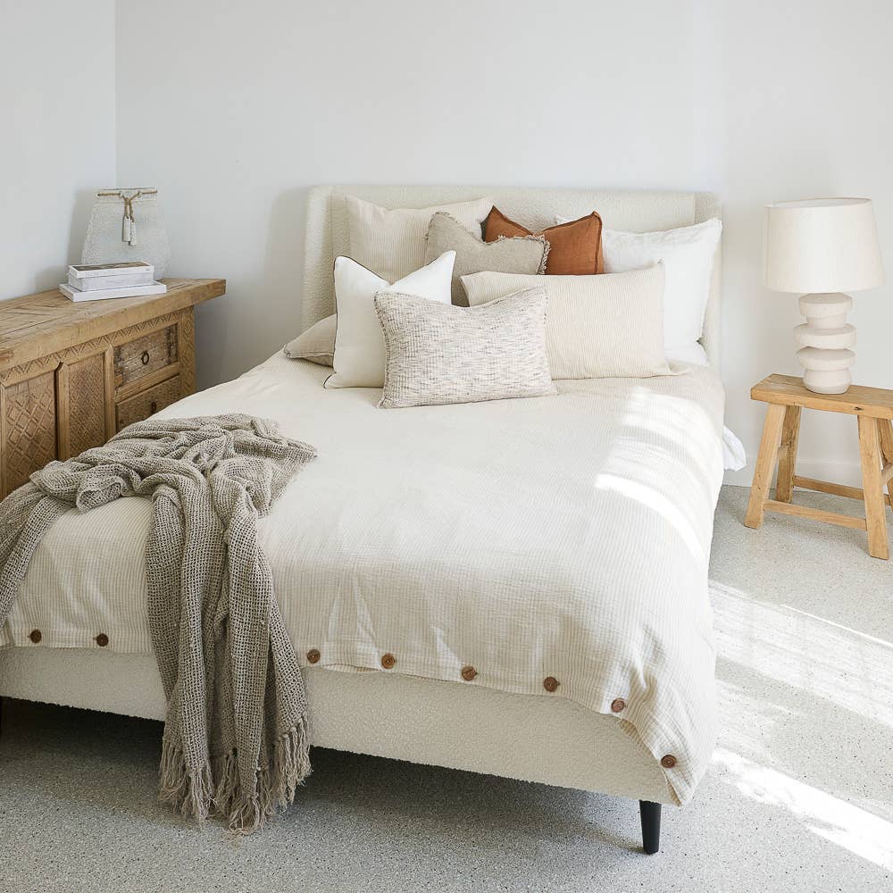 Marina Duvet - Off White w' Natural Stripe for wholesale on Faire5