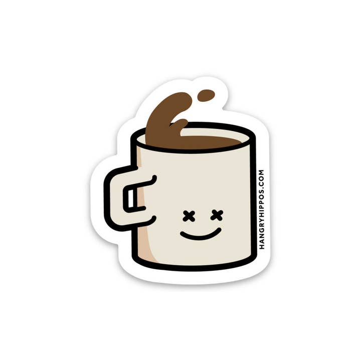 Coffee Cup Sticker for wholesale by Hangry Hippos