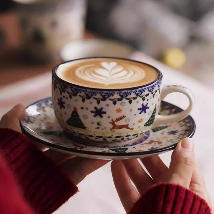 Vintage-style Christmas ceramic mug for wholesale by MinoCraft