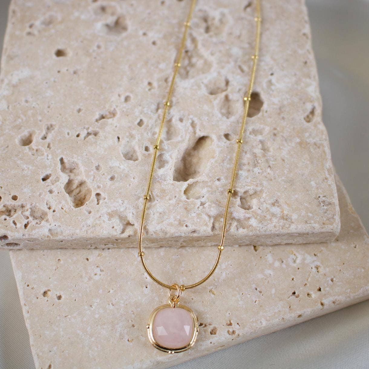 TISH jewelry - Wholesale Pendant/Charm Necklace - Ace // Square Pendant Crystal Necklace2