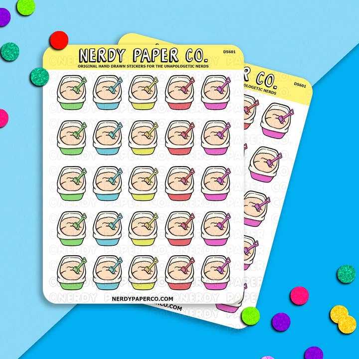 Kitty Litter Box - Handritade Klistermärken - DS601 för wholesale av NERDY PAPER CO.