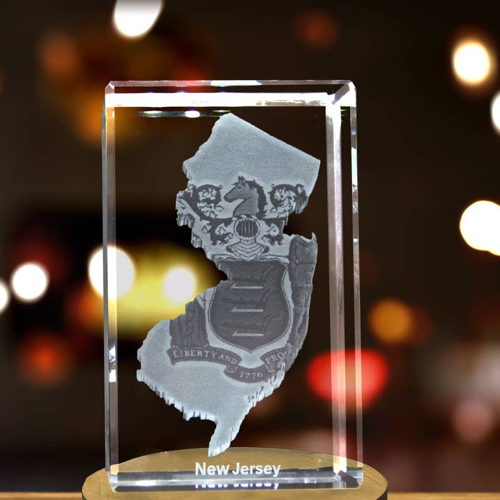 AB Crystal Collection - Wholesale Decorative Figurine - New Jersey 3D Engraved Crystal Keepsake/Gift/Decor3