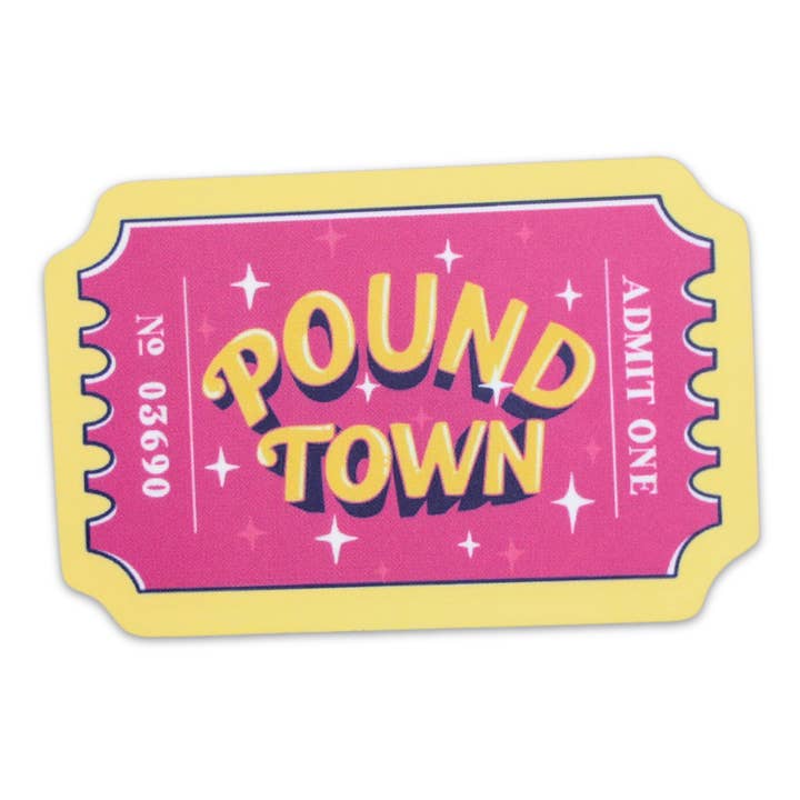 Pound Town Funny Vinyl Sticker for wholesale by Sleazy Greetings