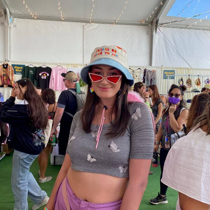 The Peach Fuzz - Wholesale Bucket Hat - Women's - Please Be Nice To Me Color Block Bucket Hat4