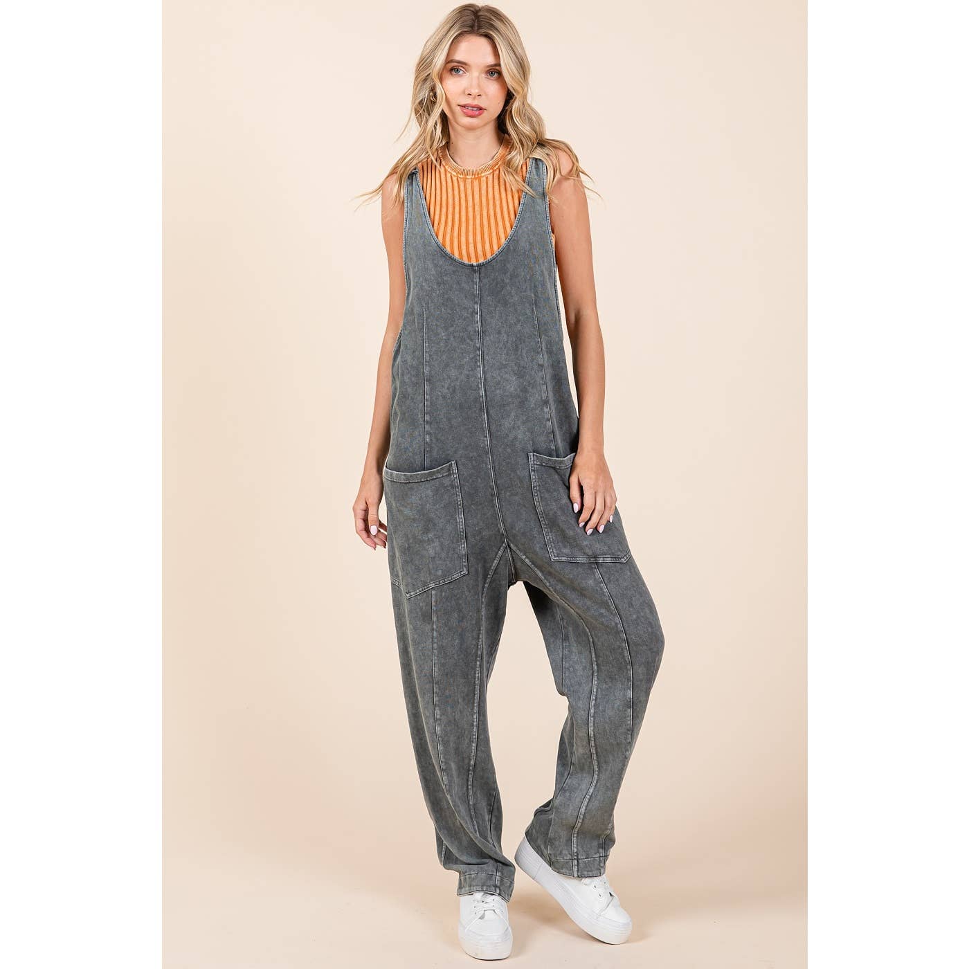 mittoshop - Wholesale Jumpsuit - Women's - MINERAL WASH RELAXED FIT SLEEVELESS HAREM JUMPSUIT5
