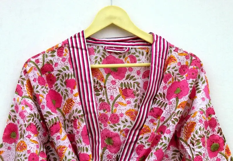 GYPSY STUDIO - Wholesale Robe - Women's - Block Print Robes Bridesmaid Kimono Robe Floral Kimono Robes1