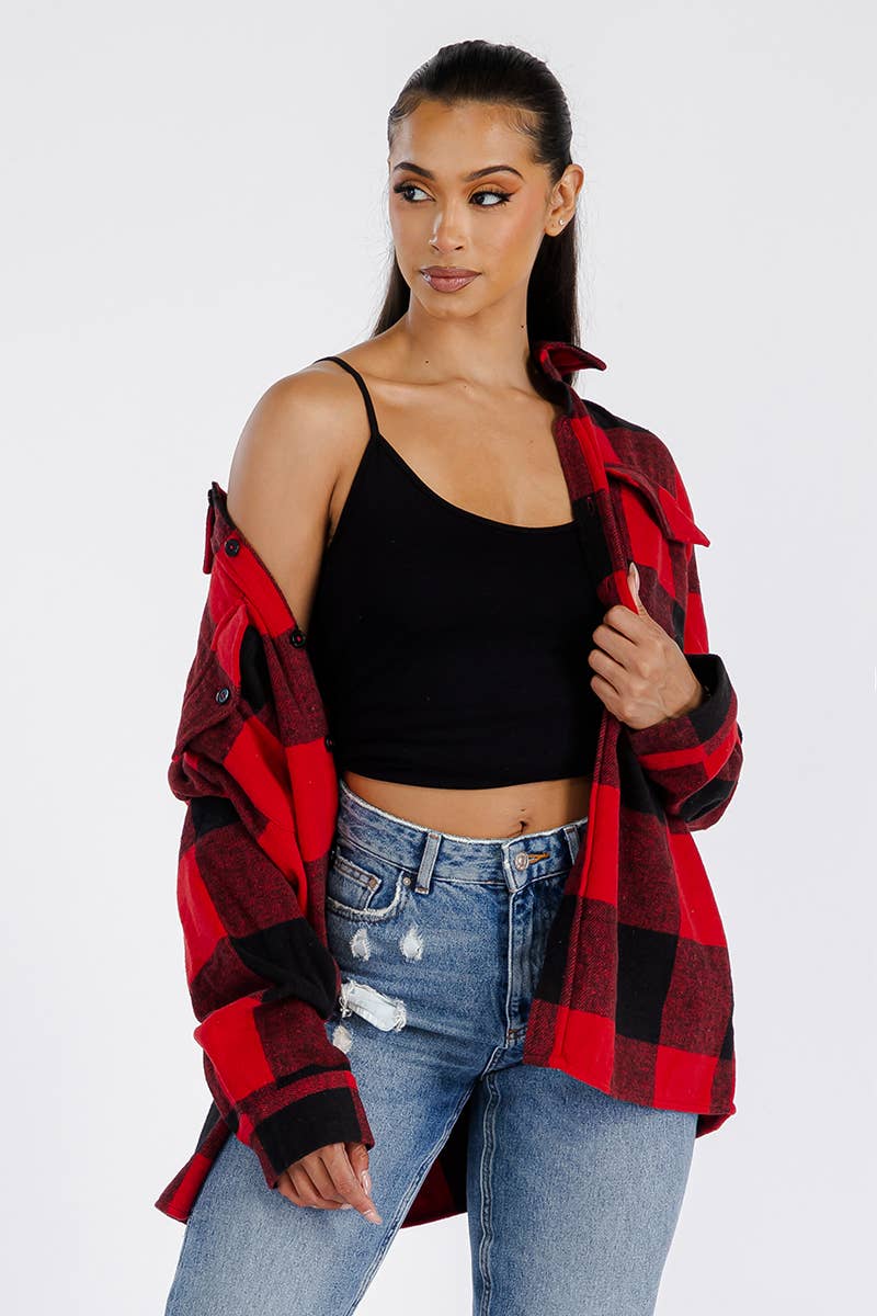 WEIV - Wholesale Shirt Jacket/Shacket - Women's - Boyfriend Oversized Soft Flannel Shacket1