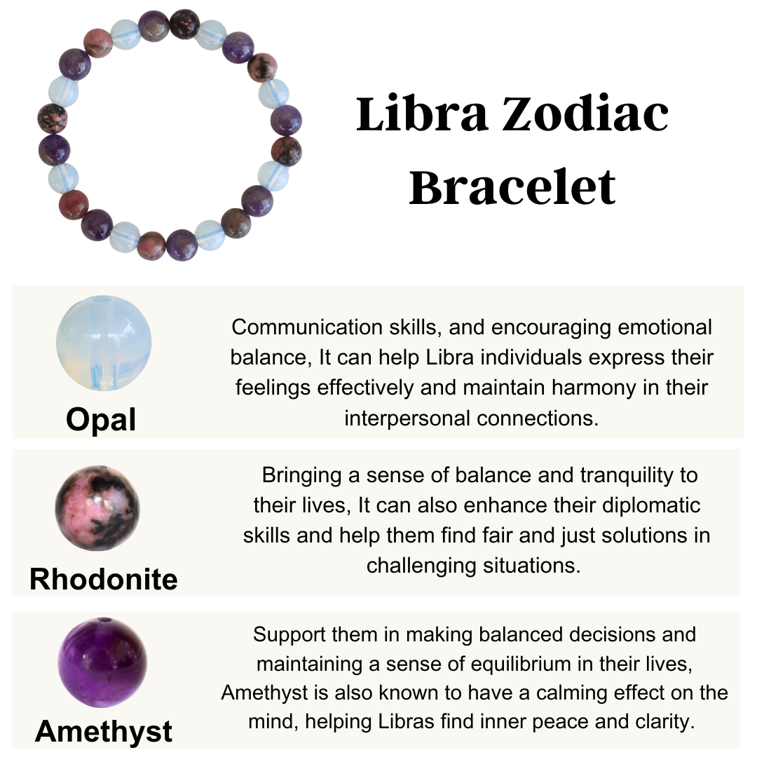 Soothing Crystals - Wholesale Beaded bracelet - Crystal Zodiac Bracelet | Libra | Healing Gemstone Bracelets1