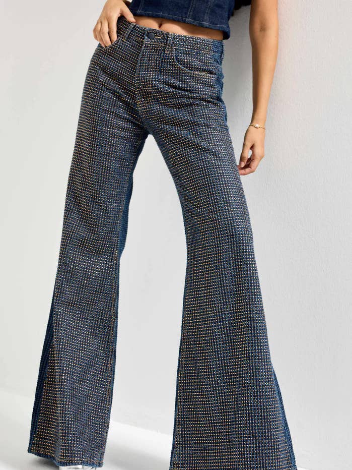 Shimmer Bell Bottom Jeans – Vintage Disco Flare Trousers for wholesale by DesignofBoho