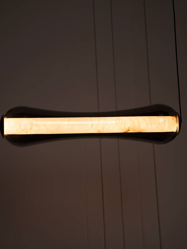 Seoul Smoked Glass White Marble Antique Horizontal Pendant Light Chandelier | Modern Decorative Lighting For Homes & Hotels for wholesale by HEKA LIGHTING & TRADING LTD