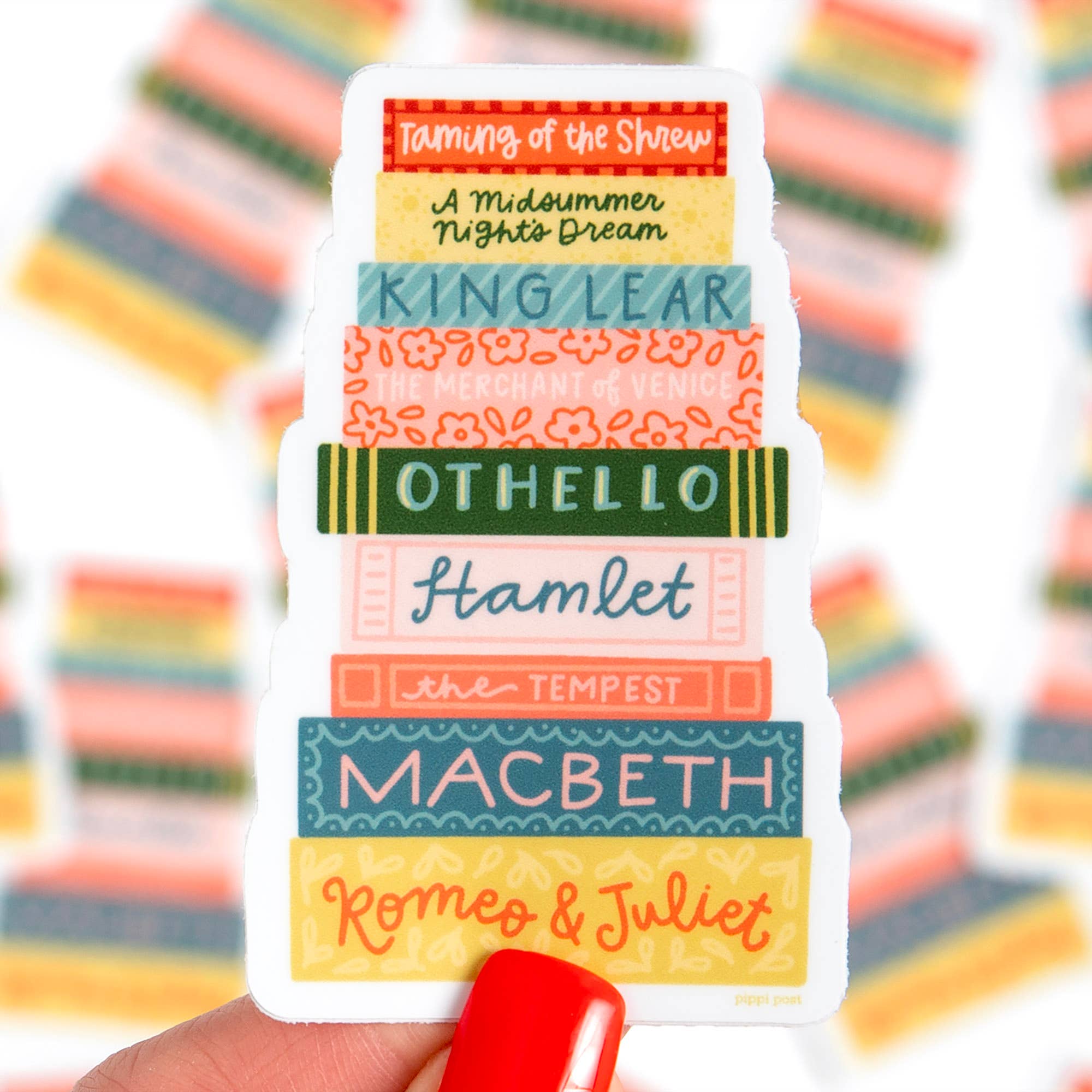 Pippi Post - Wholesale Sticker - Shakespeare Book Stack Decal Sticker0