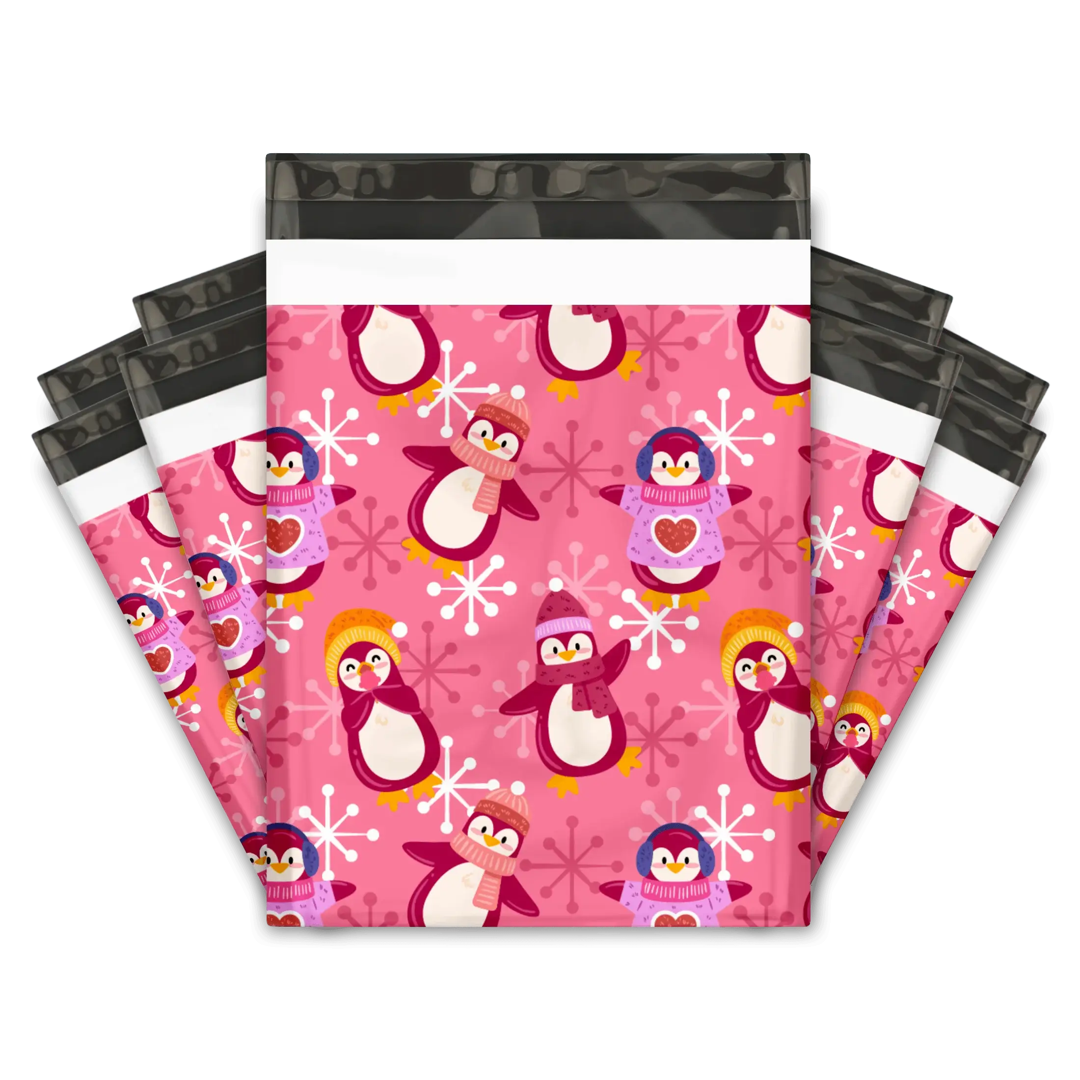 Eleven Fashion - Wholesale Enveloppen - 10x13 roze pinguïns designer bedrukte plastic mailers0