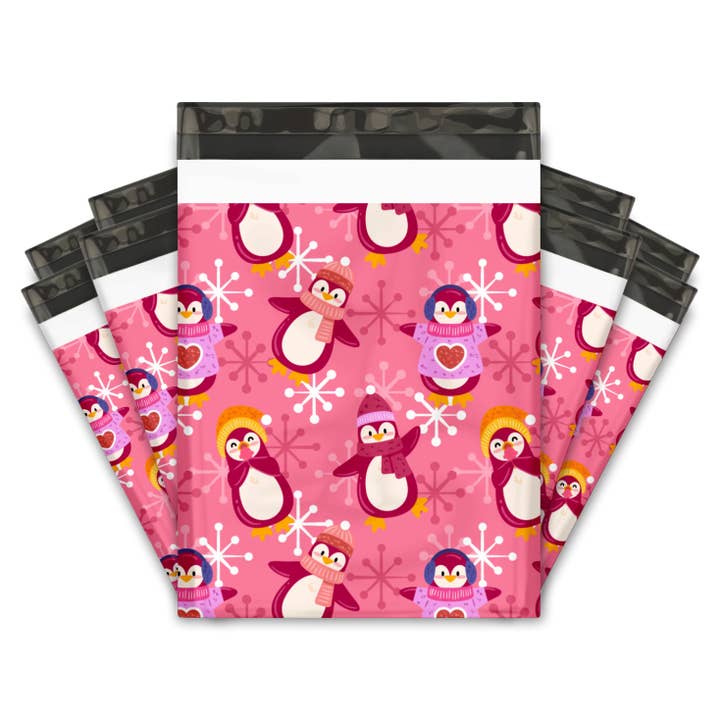 Eleven Fashion – wholesale Envelopes – 10x13 Pink Penguins Designer Printed Poly Mailers0