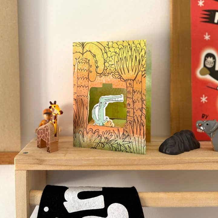 Olive Press Publishing – wholesale Everyday greeting card – Crocodile Rock 3D card by Toby Rampton1
