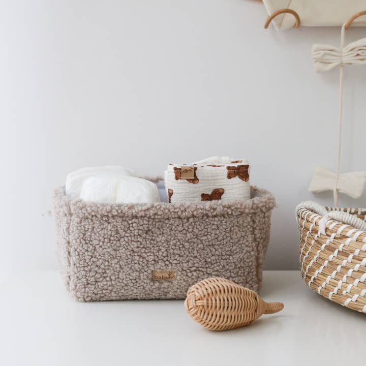Babyly Teddy Box, Boucle Organizer Container - Cream Babyly Teddy Box, Boucle Organizer Container - Cream