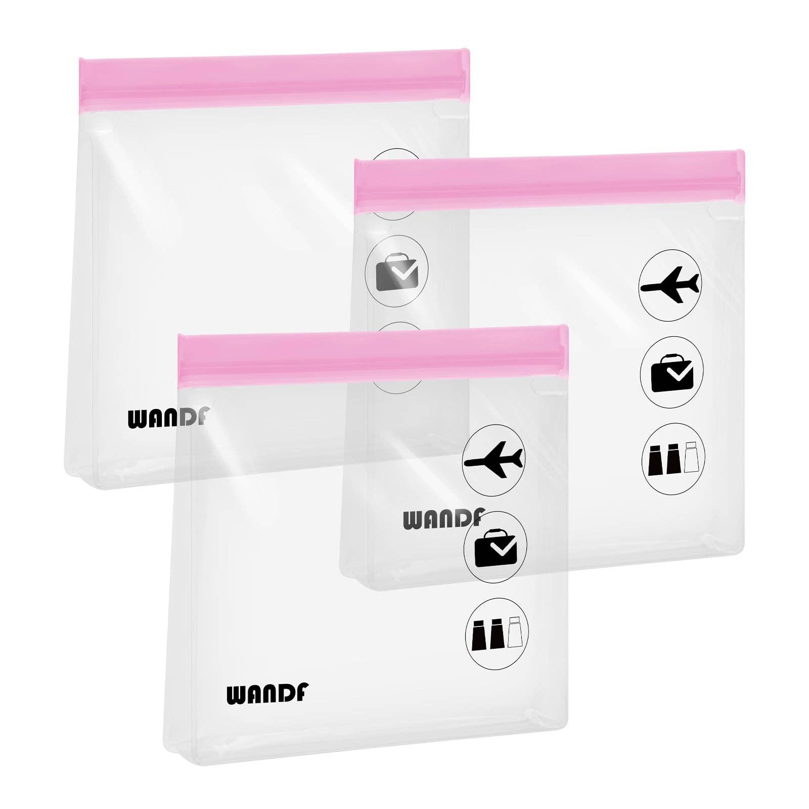 wandf - Vente Trousse de toilette – unisexe - Trousse de toilette de voyage 3-1-1 transparente WANDF approuvée par la TSA12