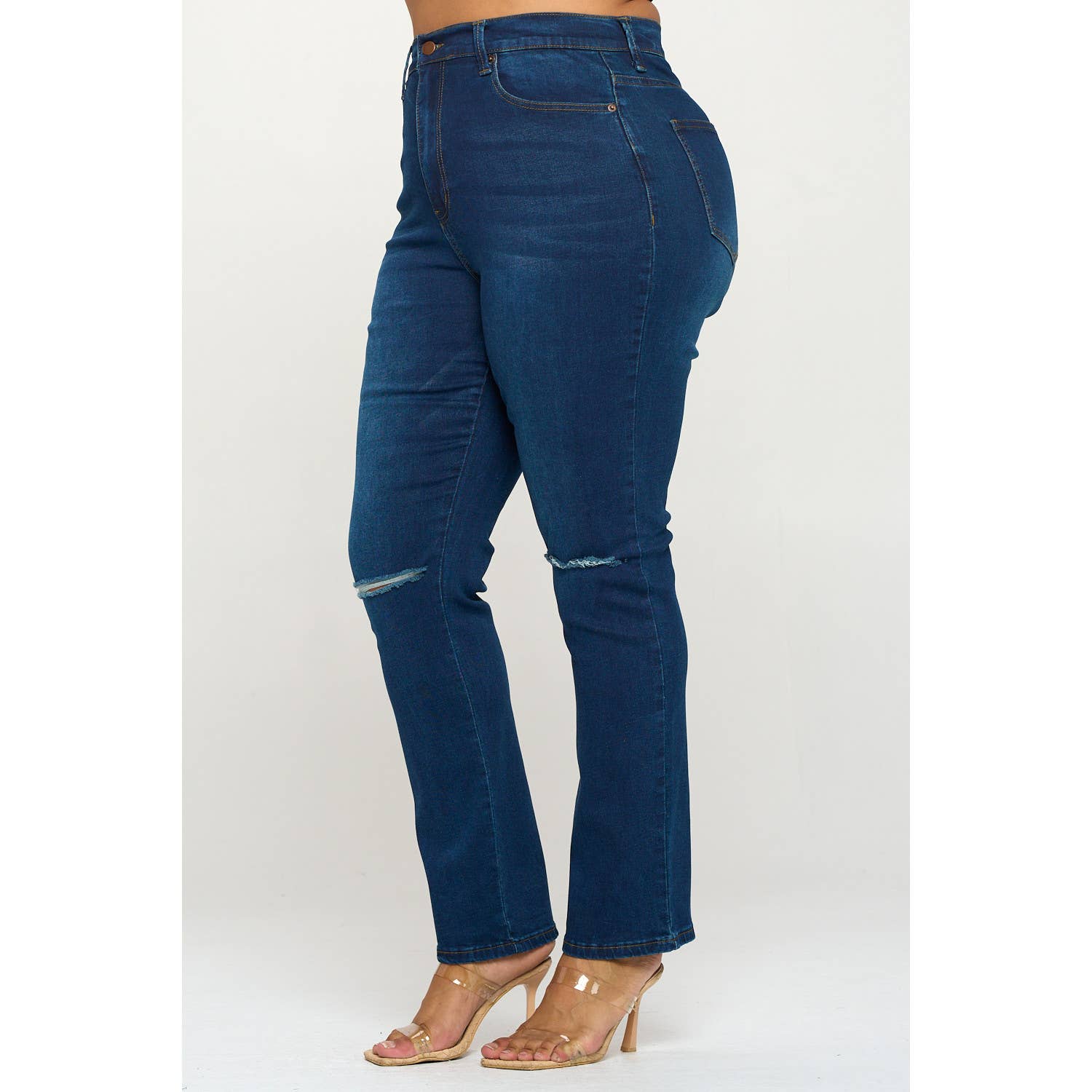 Blue Turtle - Wholesale Jeans - Women's - Plus Size Slit Knee High Waist Jean Light DH2025X11