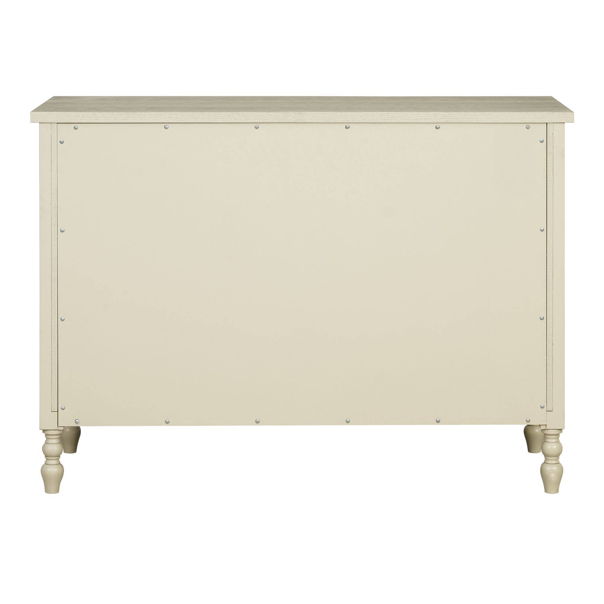 Olliix - Wholesale Cabinet - 46"W 6-Drawer Small Spindle Wood Dresser, Antique Cream *7