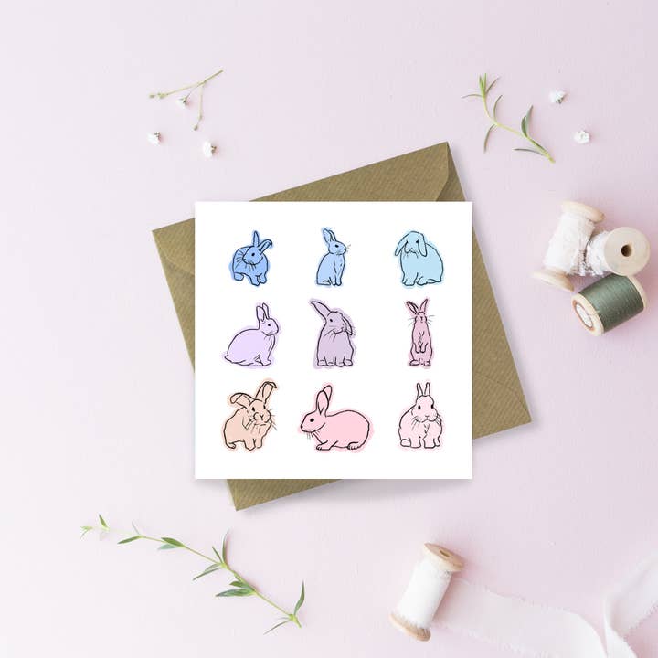 Carte de vœux Pastel Bunnies pour la vente par Sayers Studio
