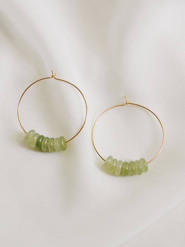 Green Jade Hoop Earrings for wholesale by Heritage & Bloom