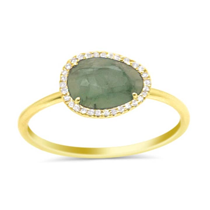 14kt Yellow Gold Emerald Diamond Ring for wholesale by Meira T