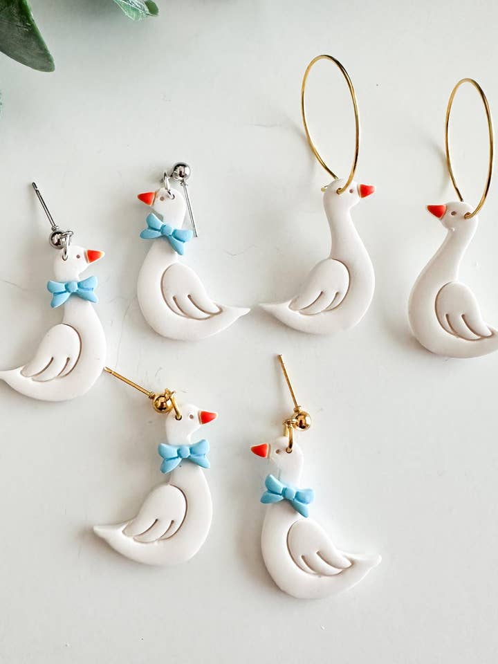 Ganso Borboleta Barro Declaração Natureza Brincos por atacado de Design With Purpose