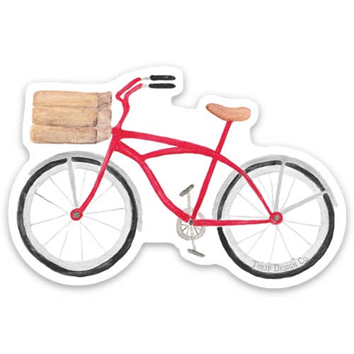 Red Bike Durable Vinyl Die Cut Sticker for wholesale by Tulip Design Company