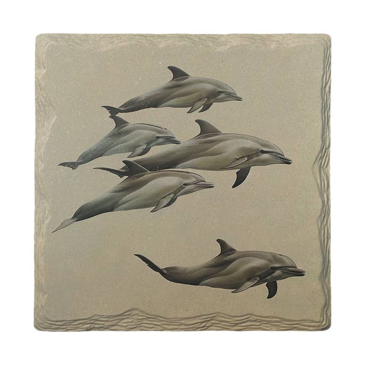 Pod de dauphins élégant | Dessous de verre en céramique pour la vente par Mill Wood Art