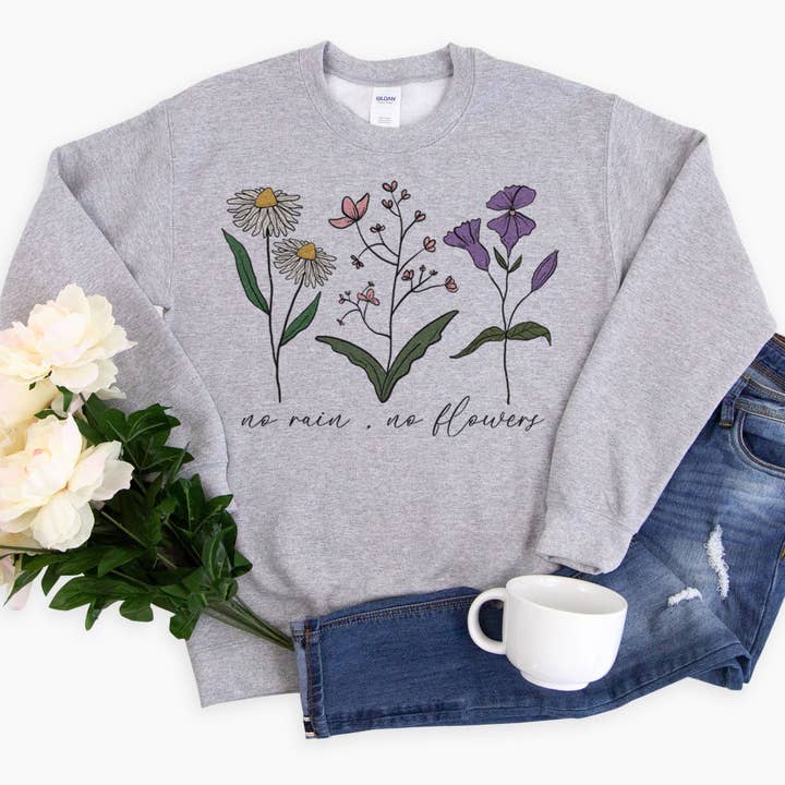 Camisola Crewneck Sem Chuva Sem Flores por atacado de DaisyChainDesignCo