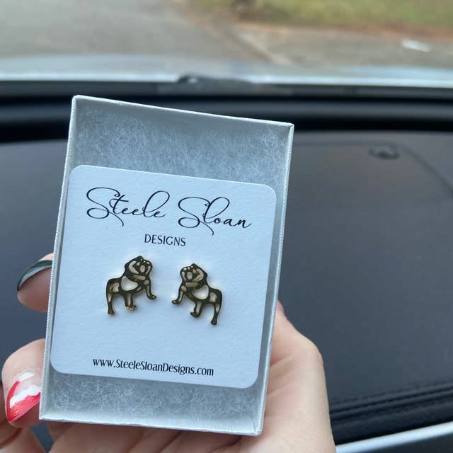 Steele Sloan Designs - Wholesale Stud/Post Earrings - Adorable Bulldog Earrings- Gold Stainless Steel Bulldogs4