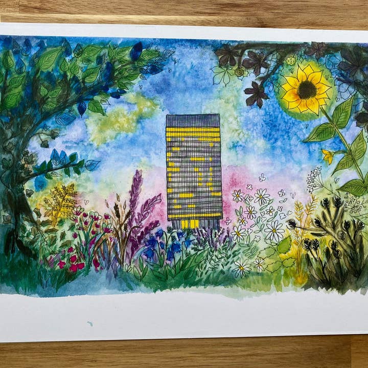 The Arts Tower A3 Print x5 for wholesale by Badibidu Watercolours