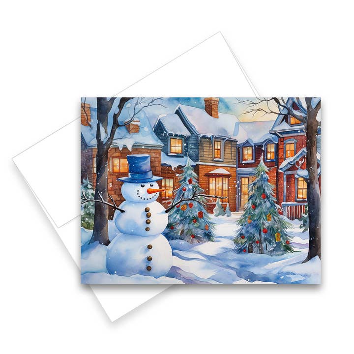 Aria Rae - Wholesale Christmas Card - Christmas Snowman Greeting Cards, Set of 6, Blank Notecards2