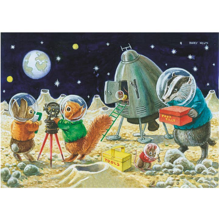 Landing on the Moon - Racey Helps Postcard for wholesale by Ganymed Press