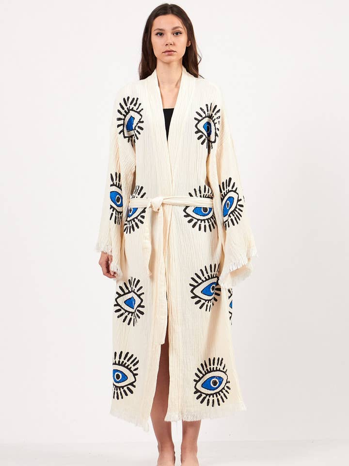 Umays Boho - Wholesale Kimono - Women's - Evil Eye Robe, Cotton Kimono, Handmade Kimono for Women7