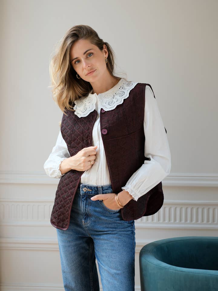 Ärmellose gesteppte Weste mit Herzen - YD4081610-BEN für den Großhandel von LOVIE & CO