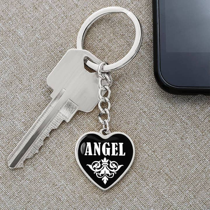 Unique Gifts Store - Wholesale Keychain - Women's - Angel v01w - Heart Pendant Luxury Keychain