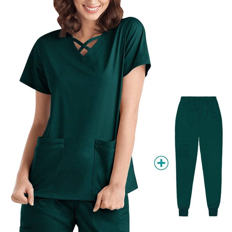 FurDecoration - Wholesale Healthcare uniform – Women's - Short Sleeve Straight Leg Scrub Suit8