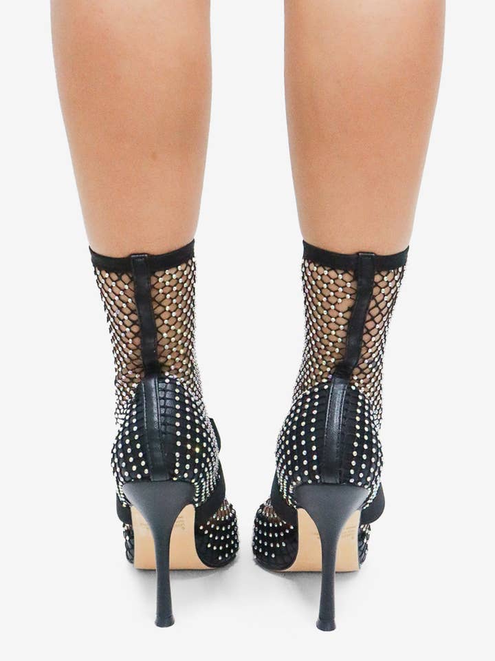 Lemonade Shoes - Wholesale High Heels - Women's - GAZILLION - Rhinestone Mesh Heels w/ Bow 6