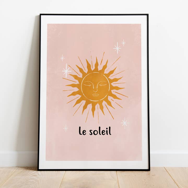 Le Soleil Sun Illustration Art Print for wholesale by Moonbean Designs