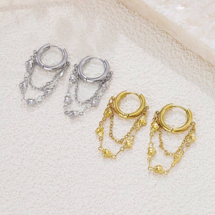 Chain heart drop hoop earrings for wholesale by JOYA