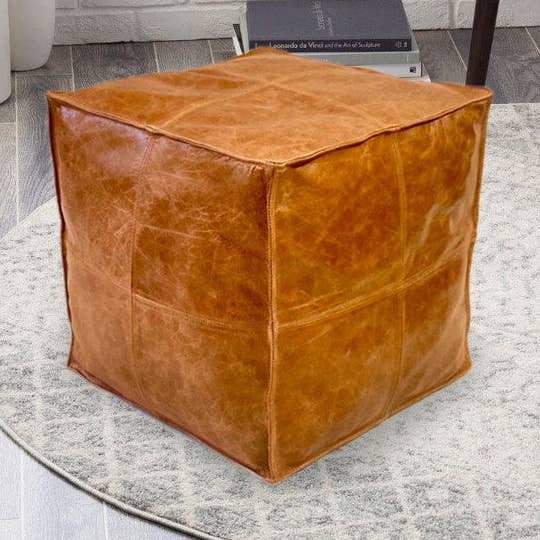 MLC - Wholesale Ottoman - Exquisite Leather Tan Moroccan Ottoman0