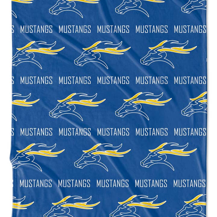 Highway 3 - Wholesale Throw Blanket - Repeating Mascot/Logo Blanket with Custom Text Lines