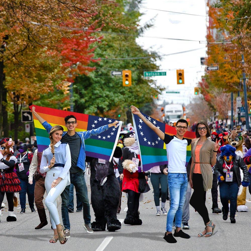 Flags Importer - Wholesale Flag - Rainbow Betsy Ross Flag 3x5ft Poly2