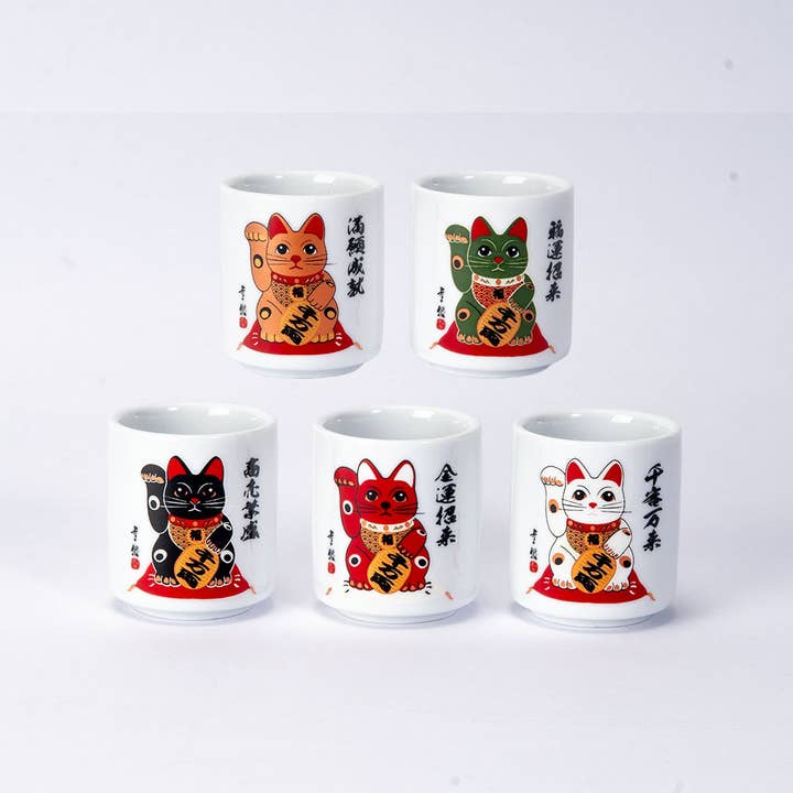 Urban Tokyo - Wholesale Coffee Mug - 5 Piece 1.5oz Sake Cup Gift Set Lucky Cats JP (1/60)1