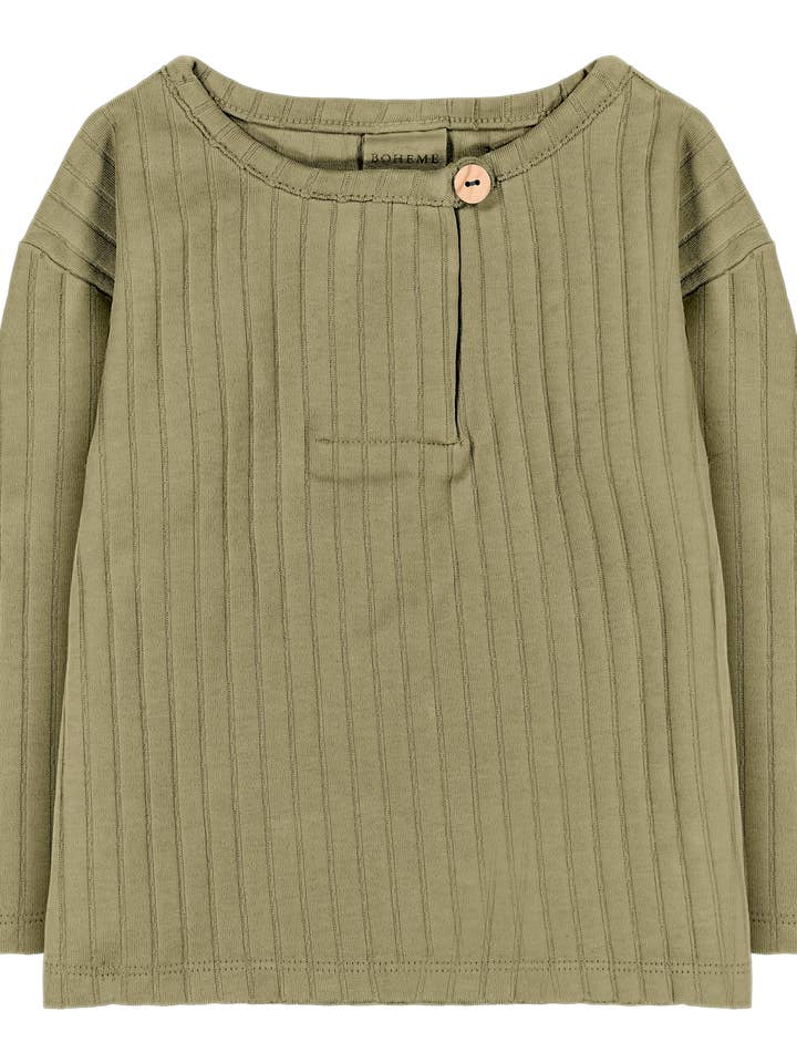 Studio Bohème Paris - Wholesale T-Shirt - Kids - Orso Rib Long Sleeve T-shirt Aloe Green4