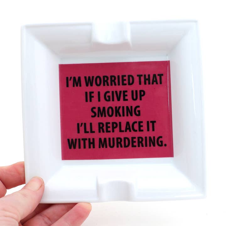 Cenicero de cerámica "Fumar o Asesinar", cenicero divertido para venta al por mayor de Lenny Mud