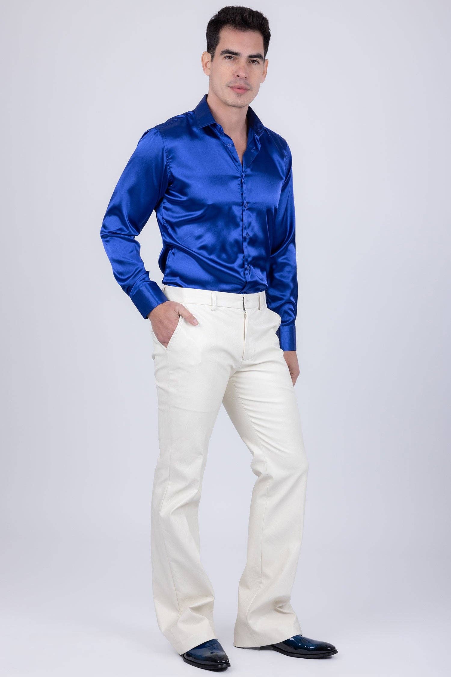 BARABAS - Wholesale Suit Set - Men's - Men's Faux Leather Notch Lapel Suit 5SU419